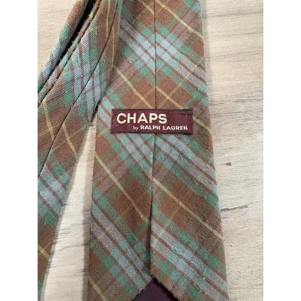 Chaps Ralph‎ Lauren Vintage Cotton Polyester Blend Green Brown Men's Tie